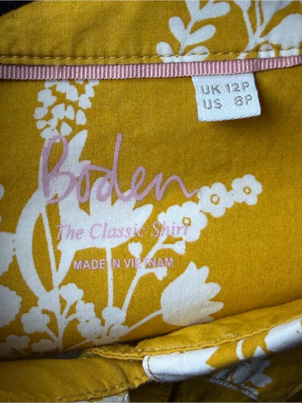 Boden Classic Women’s Mustard Floral Button-Down Oxford Shirt Size 8P - Picture 8 of 9